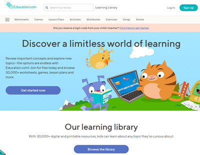 Education.com homepage